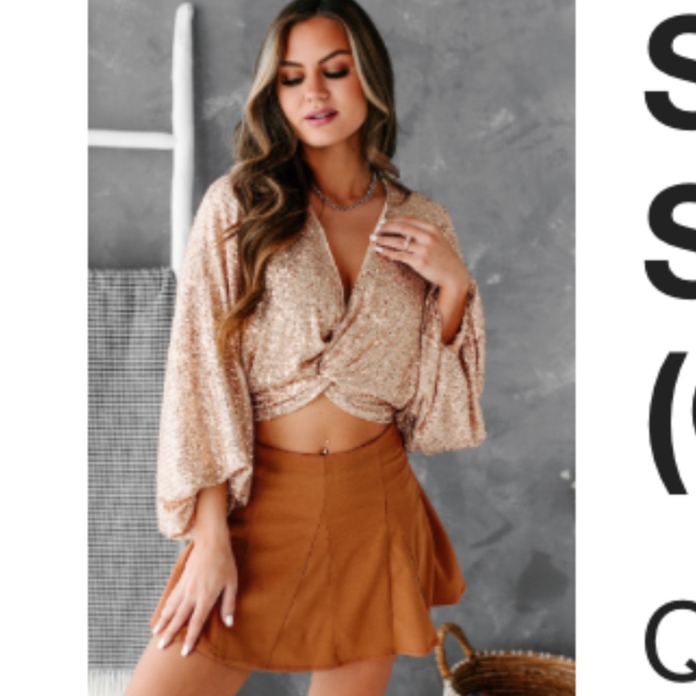 Gold / Rose Gold Sequin Crop Twist Top